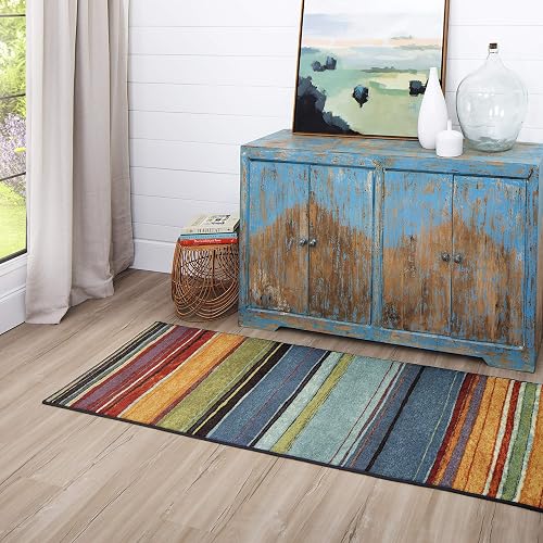 Mohawk Home - Alfombra de área de Rayas arcoíris de 2 x 5 pies, Multicolor, Perfecta para Sala de Estar, Comedor, Oficina