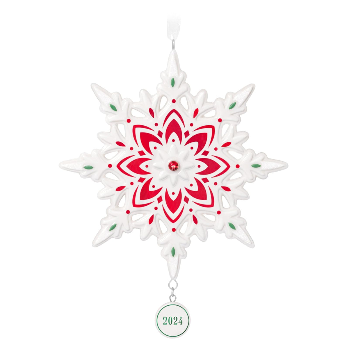 Hallmark - Adorno navideño de Recuerdo 2024, Copo de Nieve 2024, Porcelana, Copo de Nieve