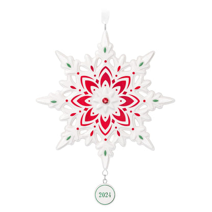 Hallmark - Adorno navideño de Recuerdo 2024, Copo de Nieve 2024, Porcelana, Copo de Nieve