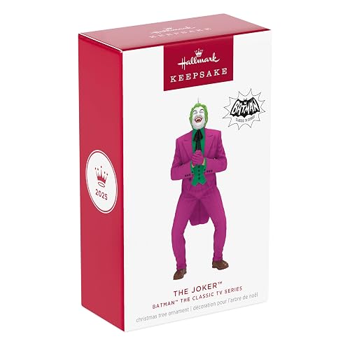 Hallmark - Adorno navideño de Recuerdo 2025, Batman The Classic TV Series The Joker, Regalos para Fans de DC Comics