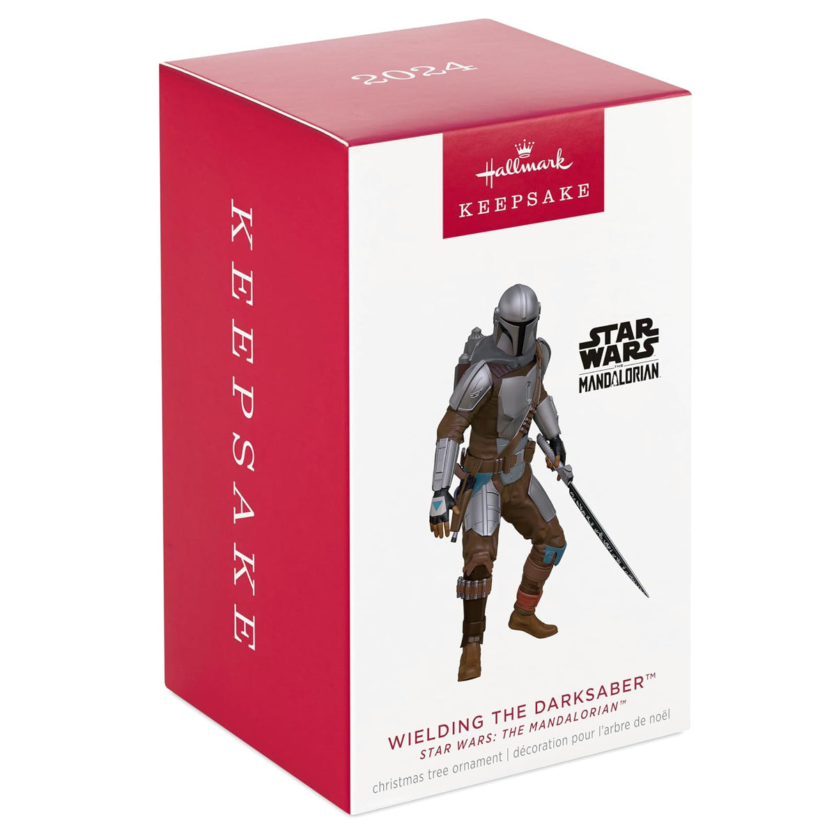 Hallmark - Adorno navideño de Recuerdo 2024, Star Wars: The Mandalorian Wielding The Darksaber, Regalos para Fans de Star Wars