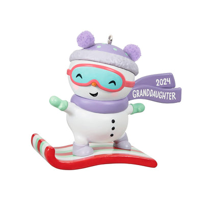 Hallmark - Adorno navideño de Recuerdo 2024, Nieta, muñeco de Nieve de Snowboard 2024, Regalos Familiares