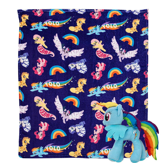 Northwest Character Hugger - Juego de Manta de Almohada y Tacto de Seda, 40 x 50 Pulgadas, My Little Pony - Cute Rainbow Dash
