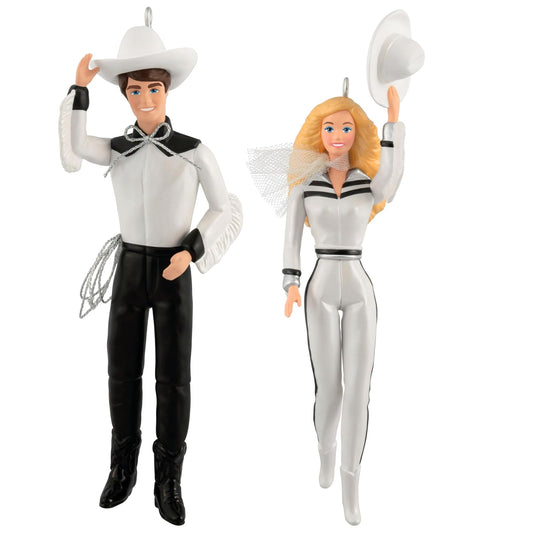 Hallmark - Adornos de Navidad 2025, Barbie y Ken Western Stars, Juego de 2, Regalos para los fanáticos de Barbie