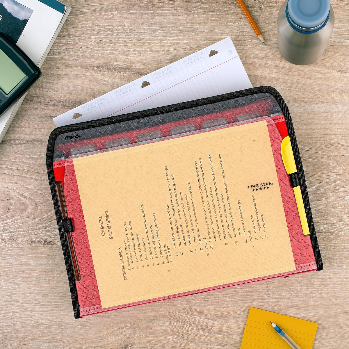Five Star 72705 Carpeta archivadora expansible de 7 bolsillos personalizables, roja, 34.92 cm x 27.35 cm (13.75 x 10.75 cm)