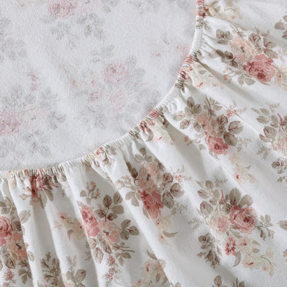 Laura Ashley - Juego de sábanas Queen, Ropa de Cama de Franela de algodón, Cepillado para Mayor suavidad y Comodidad (Lisalee Pink, Queen)