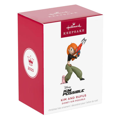Hallmark - Adorno navideño de Recuerdo 2025, Disney Kim Possible y Rufus, Regalos para Fans de Disney