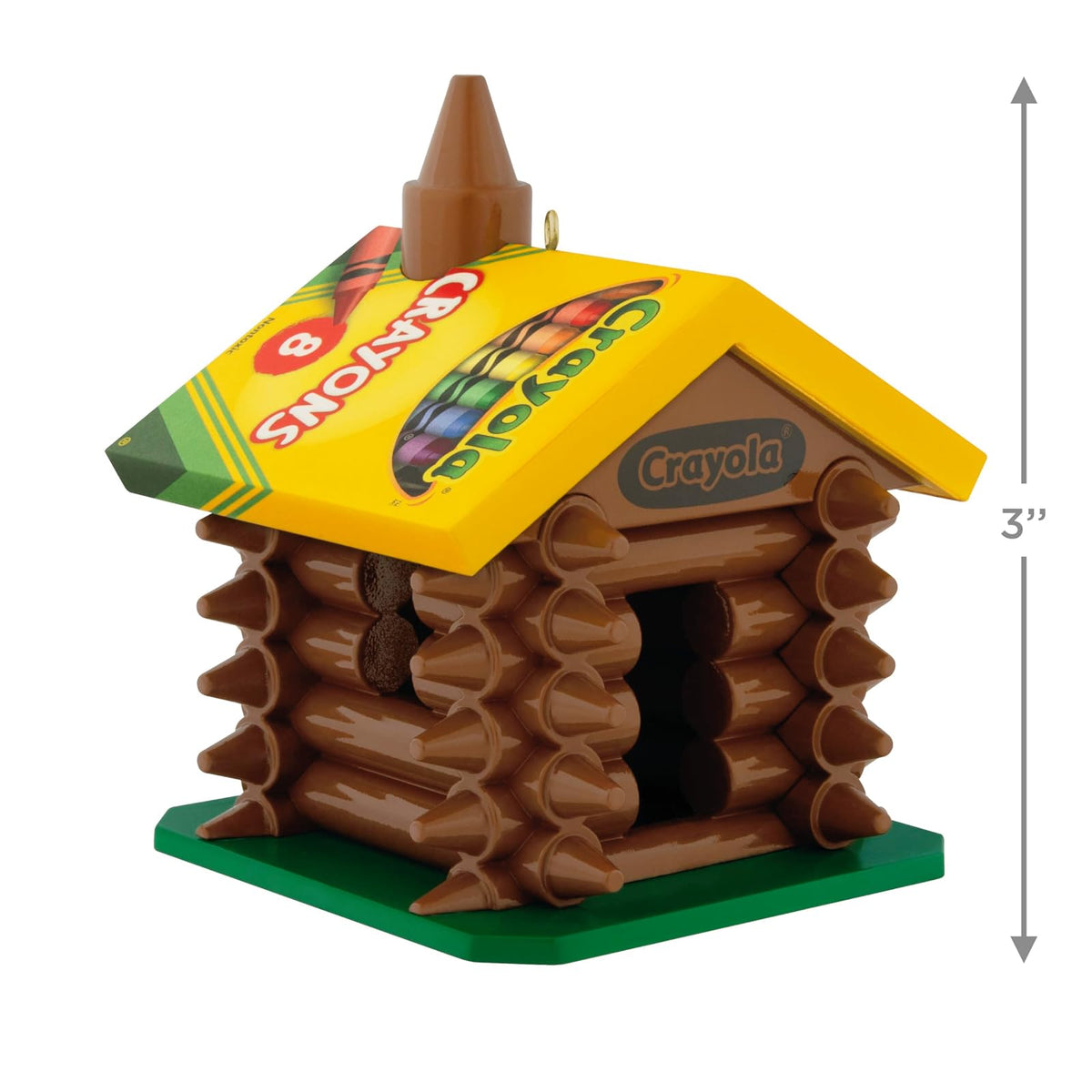 Hallmark - Adorno navideño de Recuerdo 2025, Crayola Colorida cabaña de Troncos, Regalos para niños
