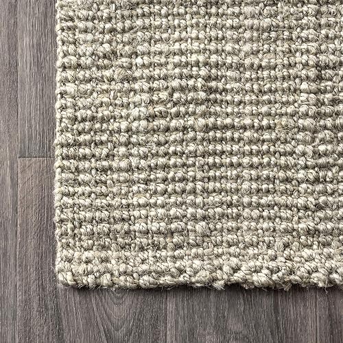 Jonathan Y NRF102C-3 - Alfombra de Yute Gruesa Tejida a Mano para Interiores, Estilo Bohemio, de fácil Limpieza, recámara, Cocina, Sala de Estar, no se desprende, 3 pies x 5 pies, Color Gris