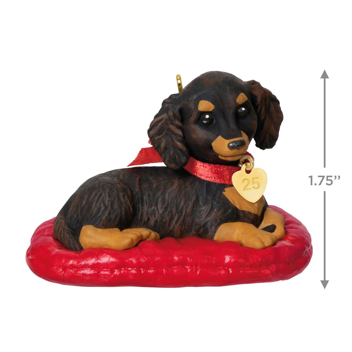 Hallmark - Adorno navideño de Recuerdo 2025, Cachorro Love Dachshund de Pelo Largo 2025, Regalos para Amantes de los Animales