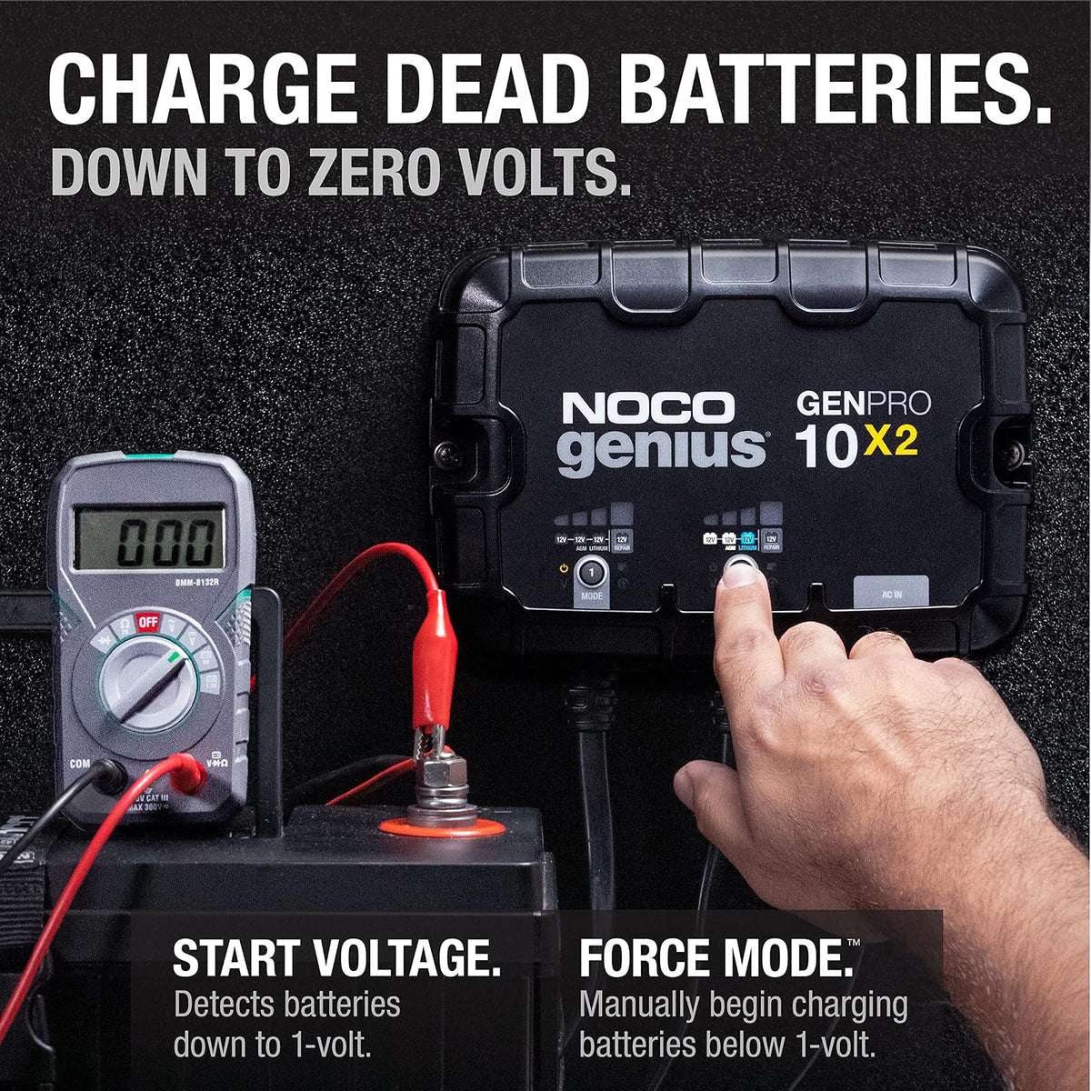 NOCO Genius GENPRO10X2, 2-Bank, 20-Amp (10-Amp per Bank) Fully-Automatic Smart Marine Charger, 12V Onboard Battery Charger, Battery Maintainer and Battery Desulfator with Temperature Compensation