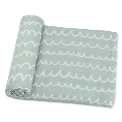Comfy Cubs Manta de Muselina para Envolver Bebé, 119x119 cm - Garabato verde