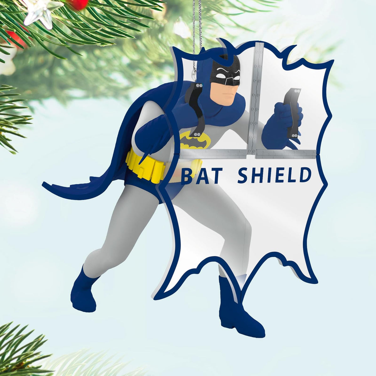 Hallmark - Adorno navideño de Recuerdo 2025, Batman The Classic TV Series Behind The Bat-Shield, Regalos para fanáticos de DC Comics