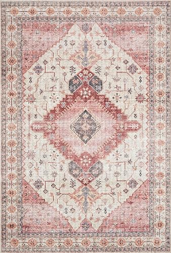 Loloi II Skye Collection SKY-02 Ivory/Berry 5'-0" x 7'-6" Area Rug