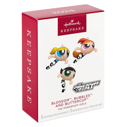 Hallmark Adornos de Navidad 2024, The Powerpuff Girls Blossom, Bubbles and Buttercup, Juego de 3, Regalos de Dibujos Animados