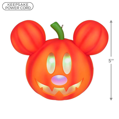 Hallmark - Adorno de Recuerdo de Halloween 2023, Disney Mickey Mouse Misterioso Mickey Jack-o'-Lantern con luz, Regalos para fanáticos de Disney