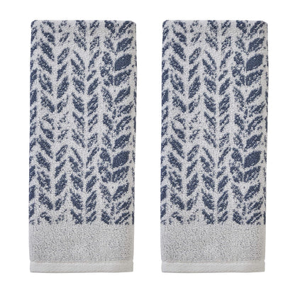 SKL Home Juego de Toallas de Mano de algodón Turco, 100% Hojas desgastadas, 16 x 26 Pulgadas, Mezclilla 2 Unidades - 16" x 26" - Azul Denim