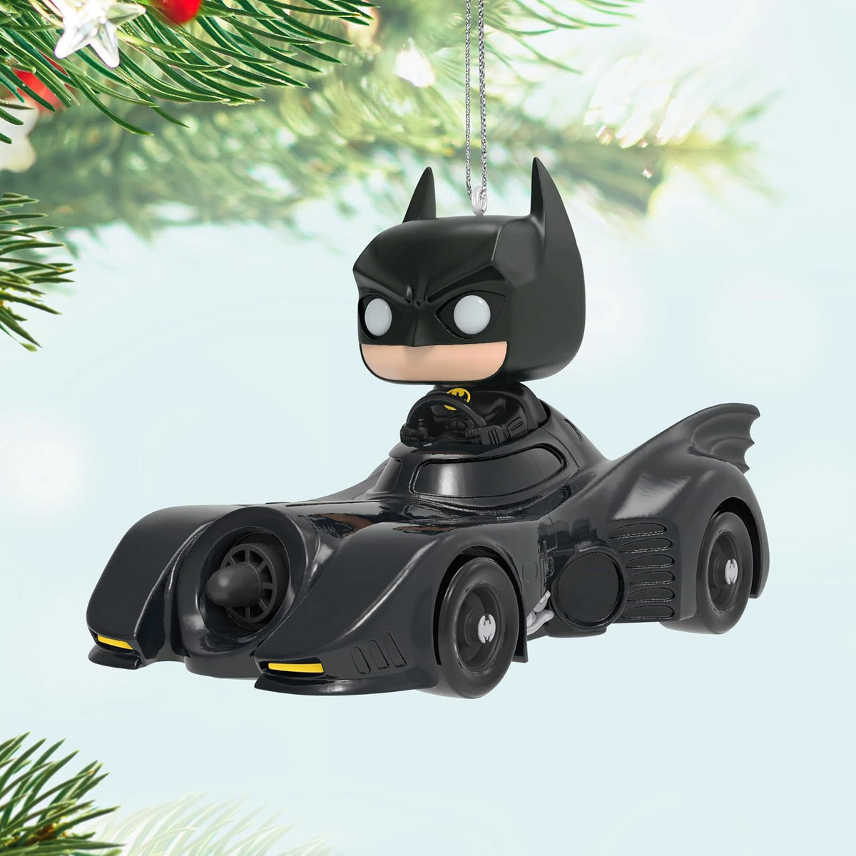 Hallmark - Adorno navideño de Recuerdo 2024, DC 1989 Batman in His Batmobile Funko Pop!, Regalos de superhéroe