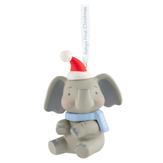 Hallmark - Adorno navideño de Recuerdo 2025, el Primer Elefante navideño para bebé niño 2025
