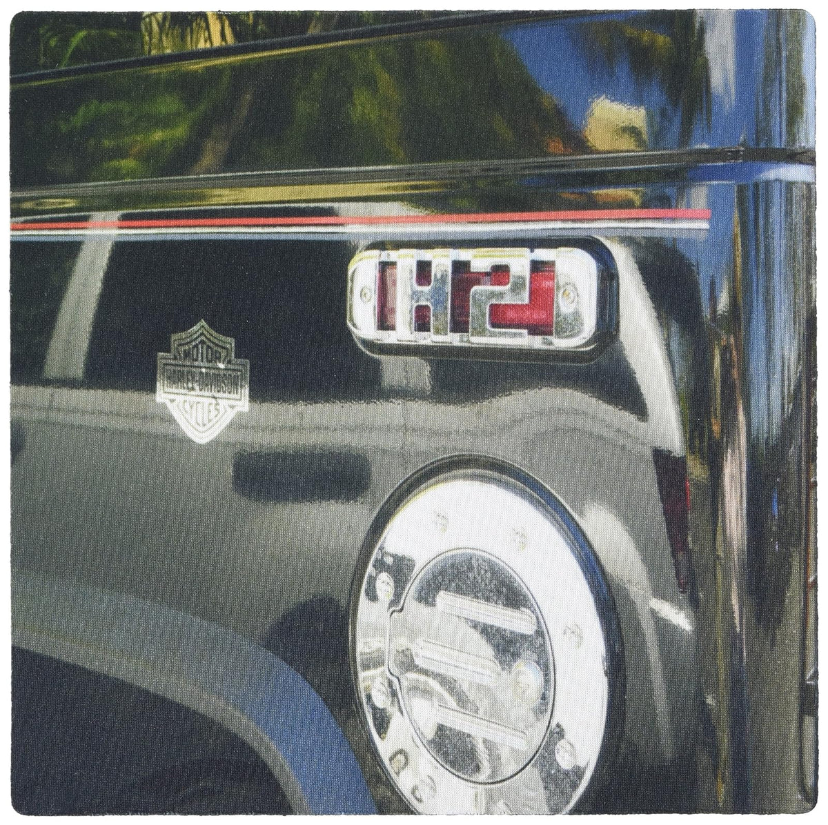 3dRose LLC 8 x 8 x 0.25 pulgadas alfombrilla de mouse, imagen de un hummer brillante con una pegatina de Harley Davidson (mp_180645_1)
