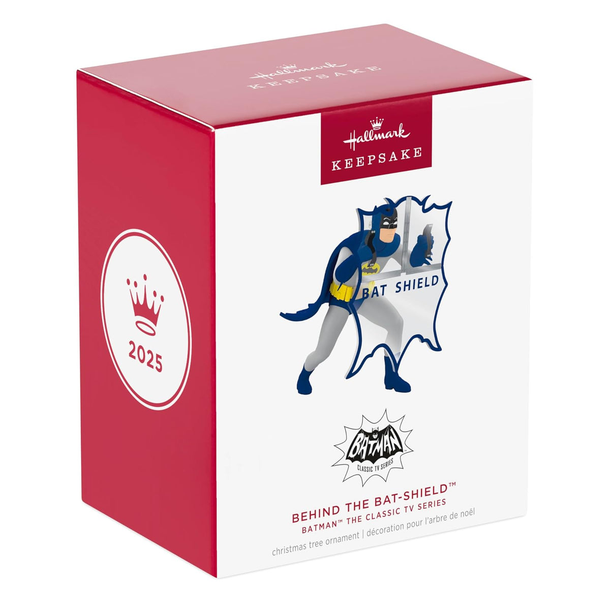 Hallmark - Adorno navideño de Recuerdo 2025, Batman The Classic TV Series Behind The Bat-Shield, Regalos para fanáticos de DC Comics