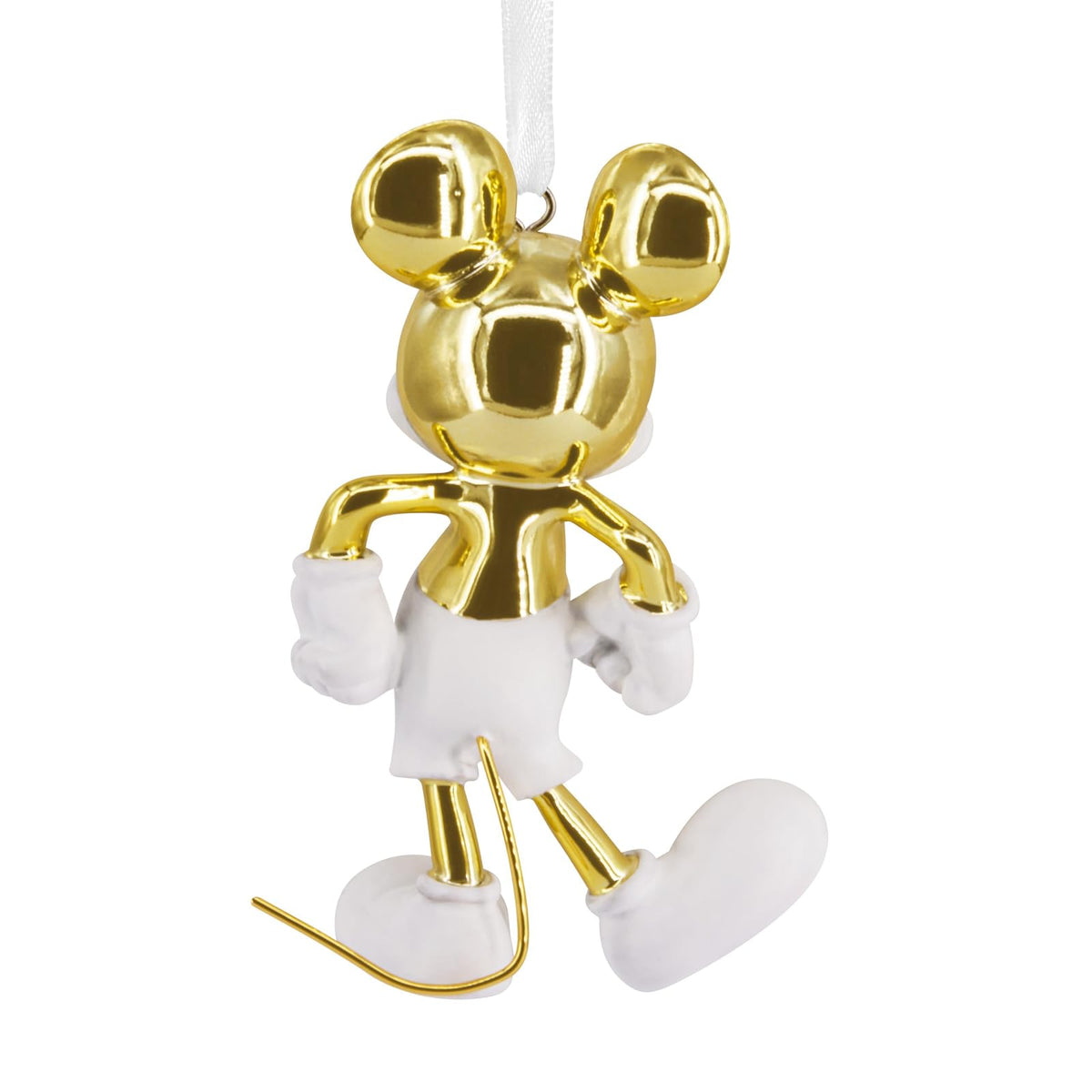 Hallmark Disney Mickey Mouse - Ornamento navideño Blanco y Dorado, cerámica, Regalos para fanáticos de Disney