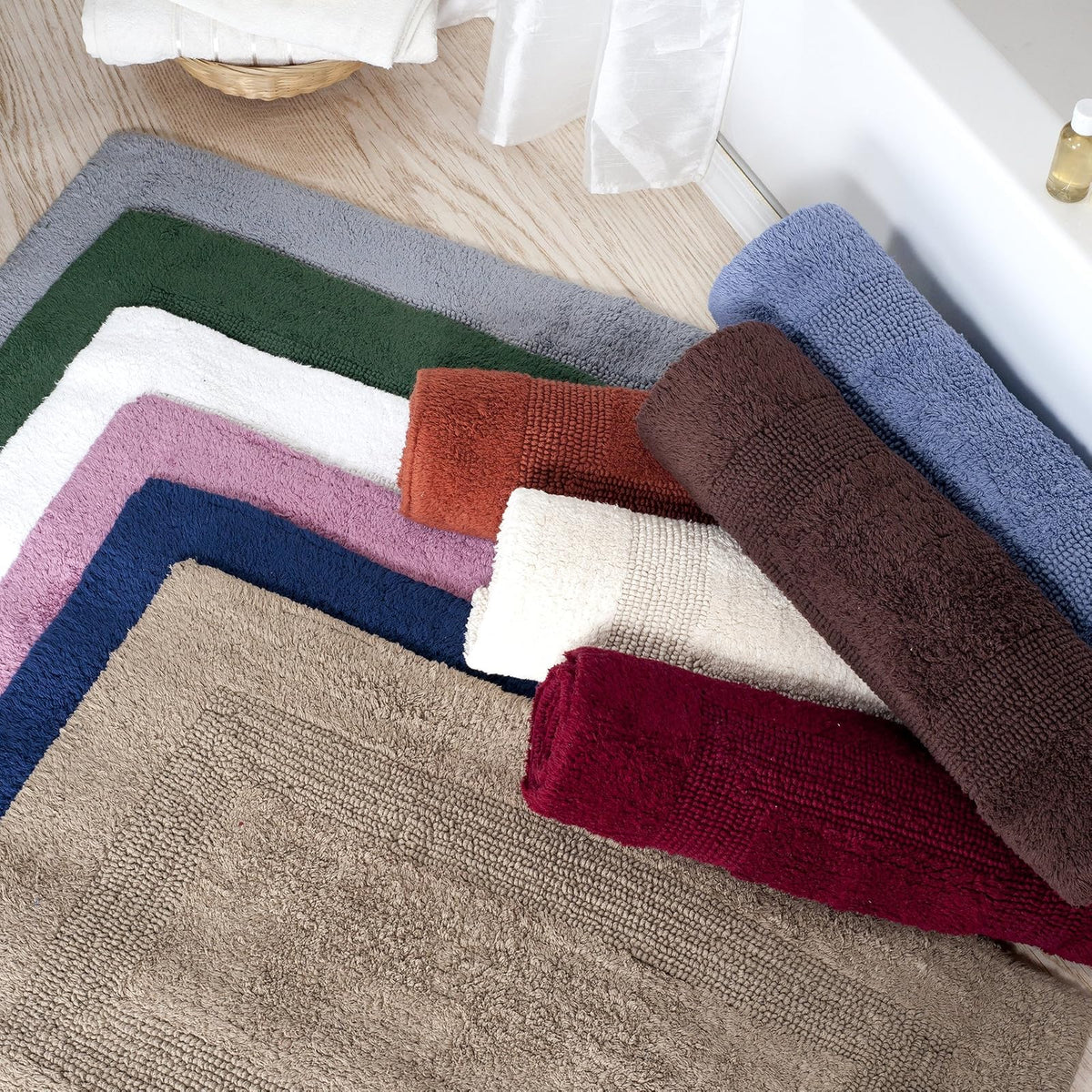 Lavish Home 67-0019-G Reversible Long Bath Rug, Green, 24" x 60"