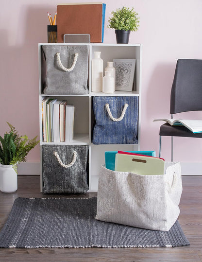 DII CAMZ36840 - Cesta de Almacenamiento metálica Decorativa Plegable y Conveniente para soluciones organizativas del hogar (Cuadrada, 11 x 11 x 11), Gris