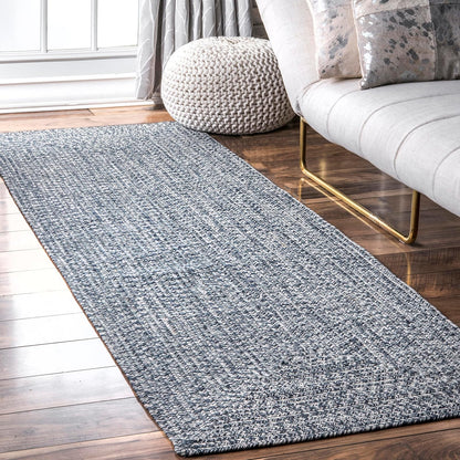 nuLOOM Alfombra Trenzada para Interior y Exterior - 8' x 2'6" (Rectangular) - Gris Claro