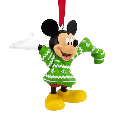 Hallmark Disney Mickey Mouse en suéter de Navidad Adorno de Navidad, Regalos para fanáticos de Disney