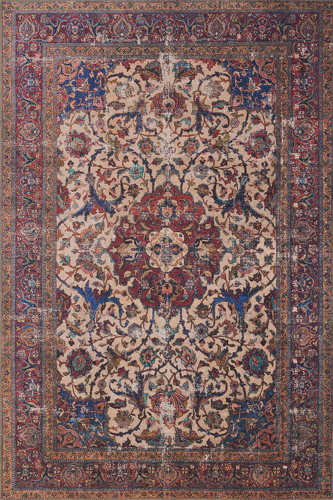 Loloi Tapete Tejido Estilo Vintage, Colección Loren - Sand - Multi - 7'6" x 2'6" (Rectangular)