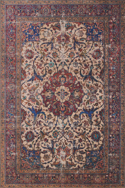 Loloi Tapete Tejido Estilo Vintage, Colección Loren - Sand - Multi - 7'6" x 2'6" (Rectangular)
