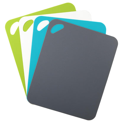 Dexas - Juego de 4 tablas de cortar resistentes para cocina, juego de 4 tablas de cortar de plástico antideslizante, 11.5 x 14 pulgadas, gris, turquesa, blanco, verde juego de utensilios de cocina