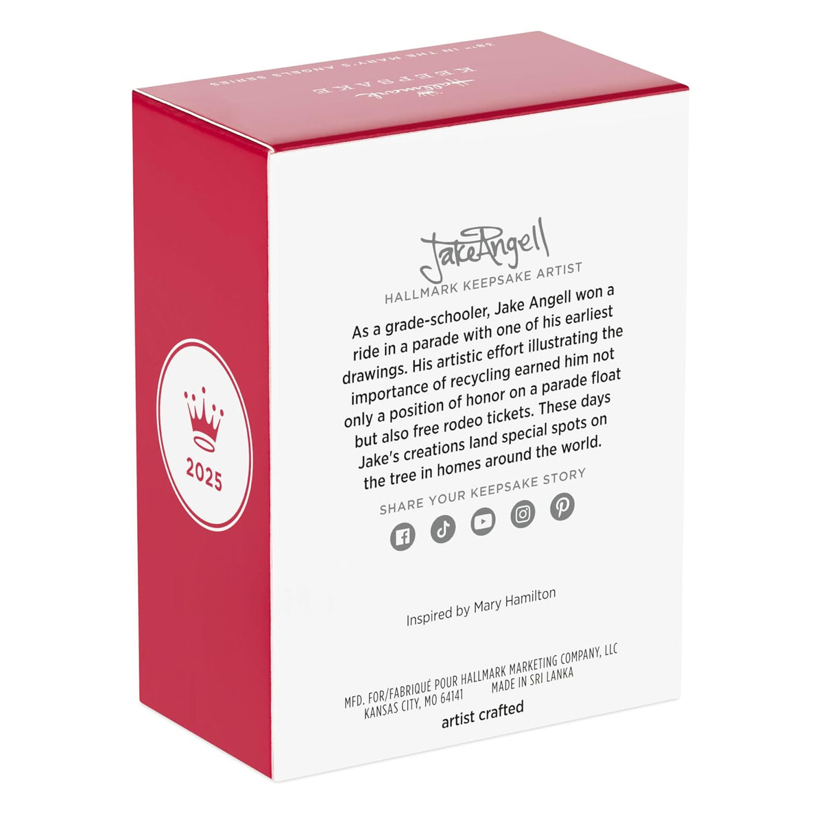 Hallmark - Adorno navideño de Recuerdo 2025, Hortensia de los ángeles de María, Regalos para coleccionistas de ángeles