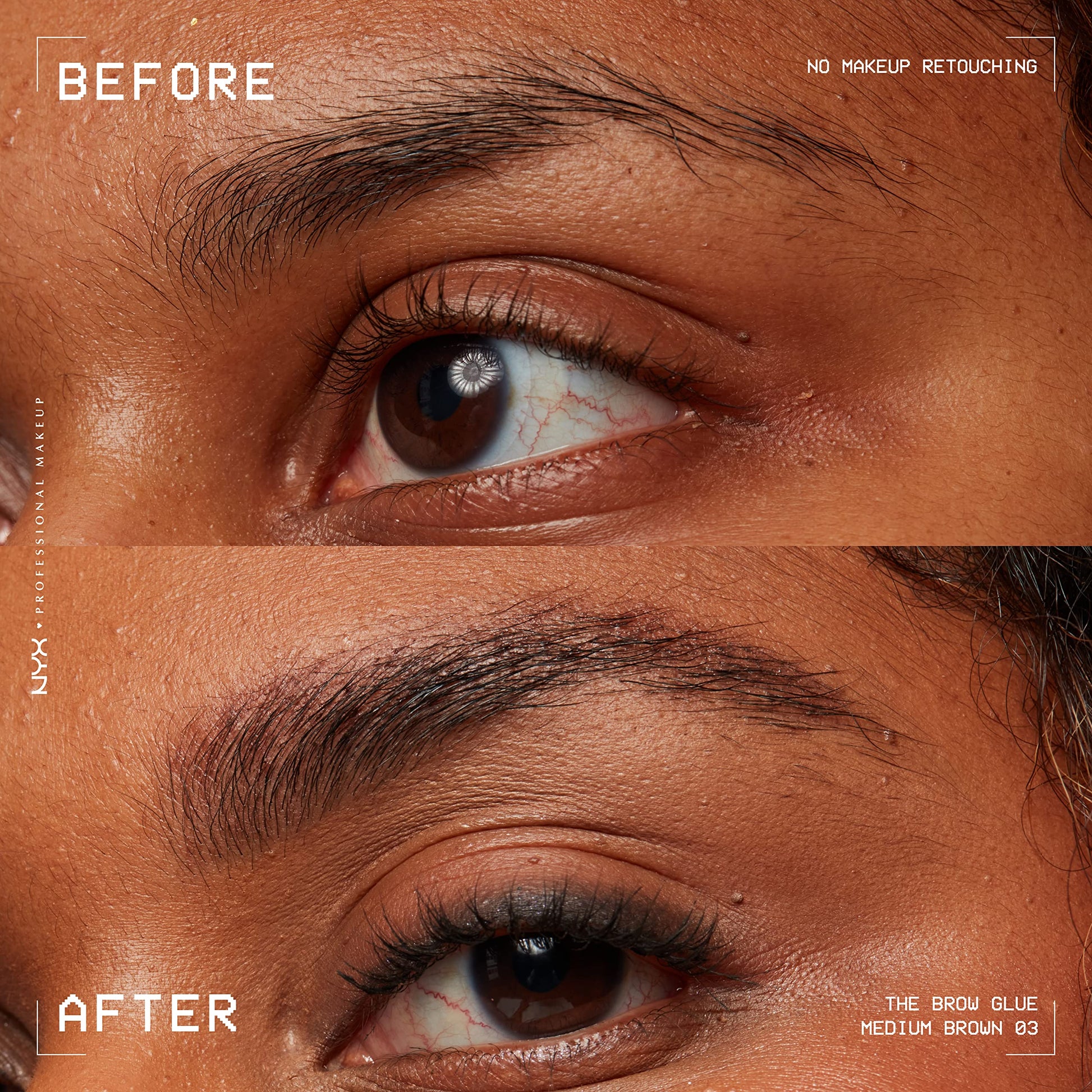 NYX Professional Makeup The Brow Glue Gel fijador de cejas Tono Med Brown, 5gr - Dura hasta 16H, no pegajoso, sin transferencias, a prueba de agua y sin residuos, cejas definidas, fórmula vegana