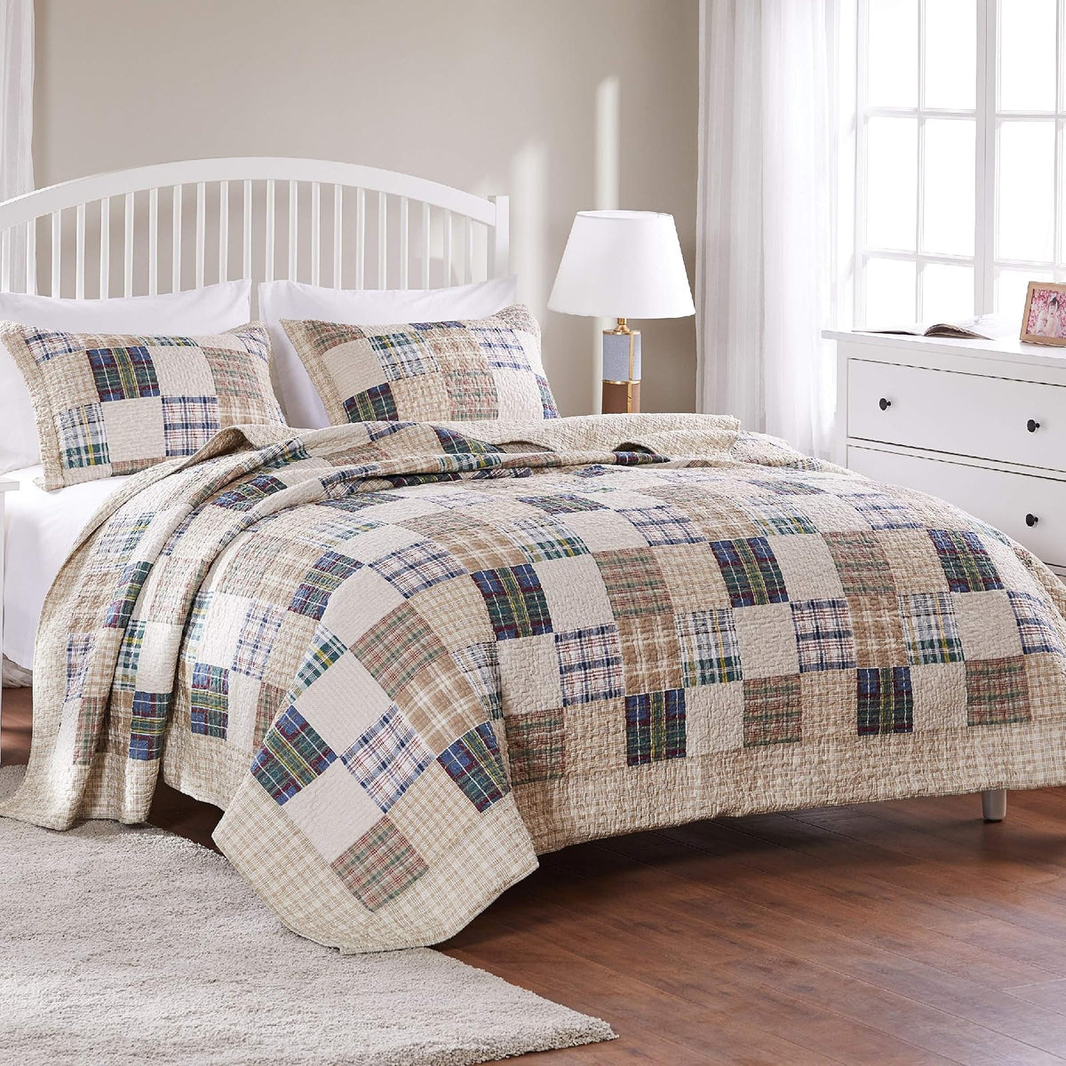 Greenland Home GL-1304EMSK 3 Piece Oxford Quilt Set, King Size, Multicolor