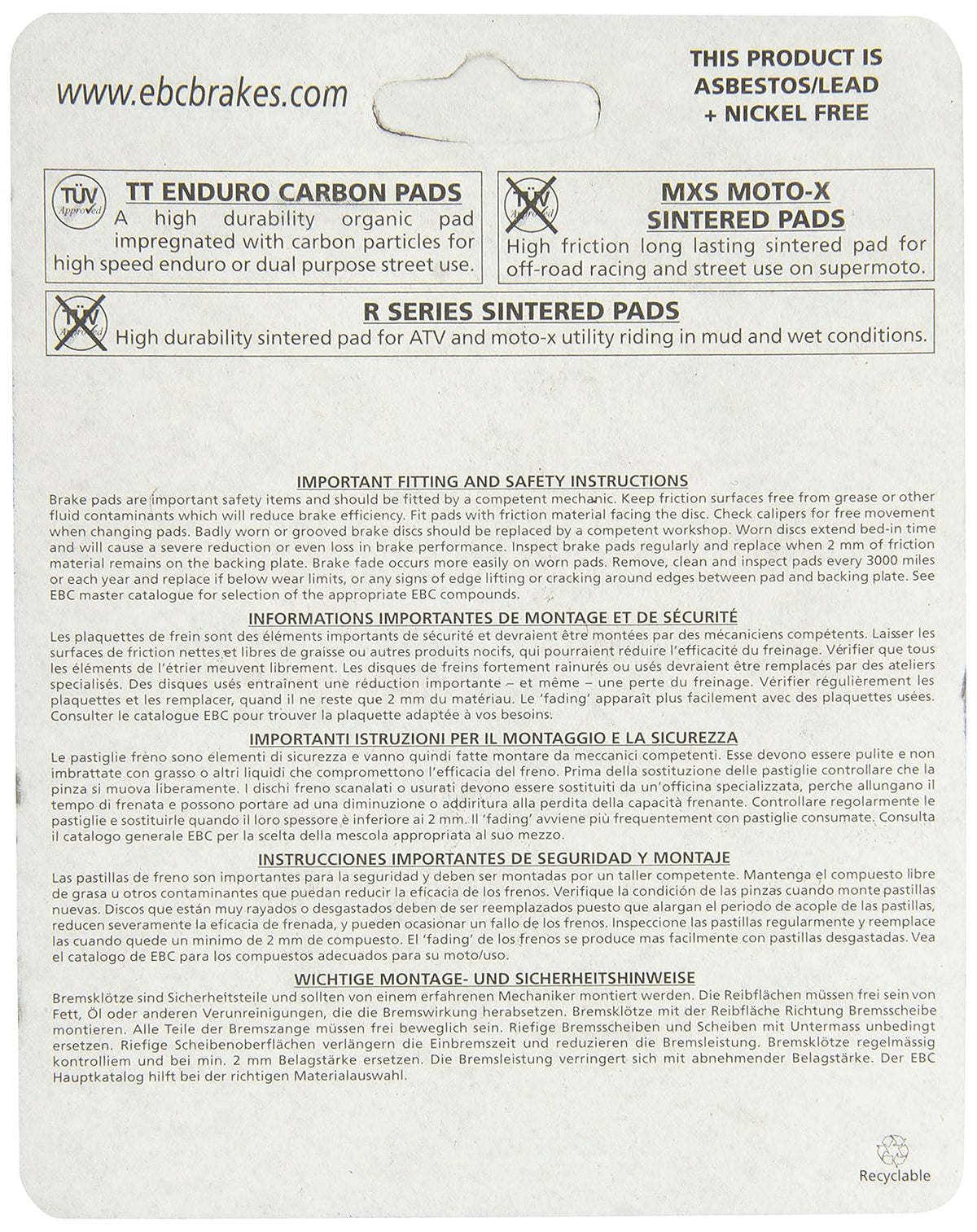 EBC Brakes FA617R R R Series Pastilla de freno de disco sinterizada, color rojo, talla única