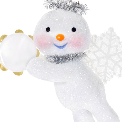 Hallmark - Adorno navideño de Recuerdo 2025, ángel de Nieve con pandereta, Regalos para coleccionistas de ángeles