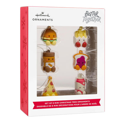 Hallmark Better Together Food - Mini Adornos de Navidad, irrompibles, Juego de 6, Regalos de Comida