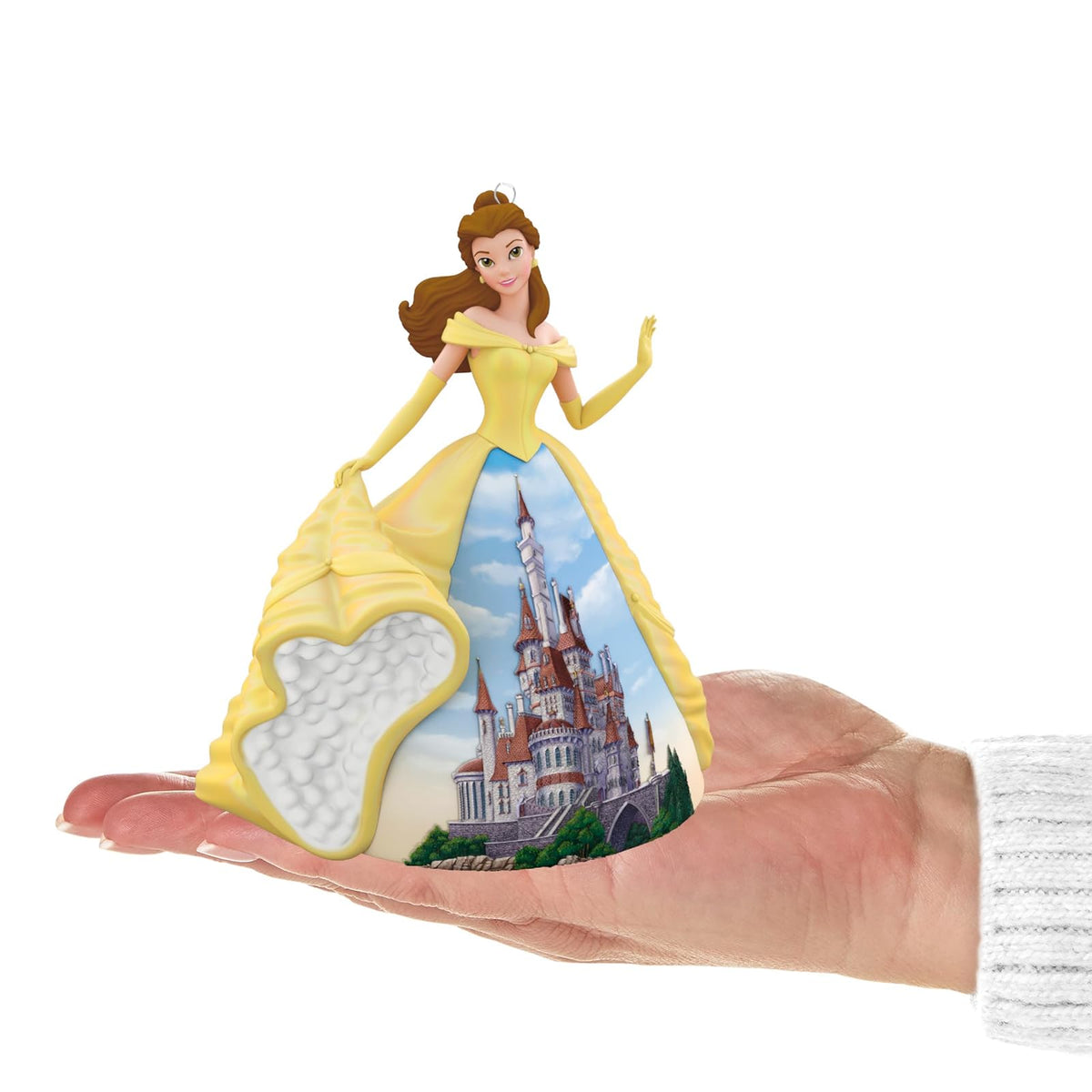Hallmark - Adorno navideño de Princesa Disney 2024, Bella de celebración, Bella y la Bestia, Porcelana