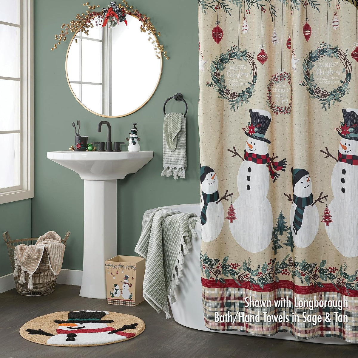 SKL Home - Cortina de Ducha rústica de muñeco de Nieve para Navidad, Invierno, Regalo, Multicolor