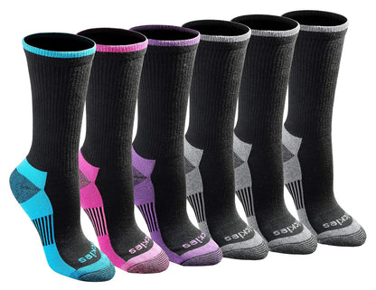 Dickies Dri-Tech Calcetines para Mujer Paquete de 6 - M - Black Bright (6 Pares)