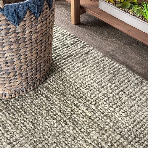 Jonathan Y NRF102C-3 - Alfombra de Yute Gruesa Tejida a Mano para Interiores, Estilo Bohemio, de fácil Limpieza, recámara, Cocina, Sala de Estar, no se desprende, 3 pies x 5 pies, Color Gris