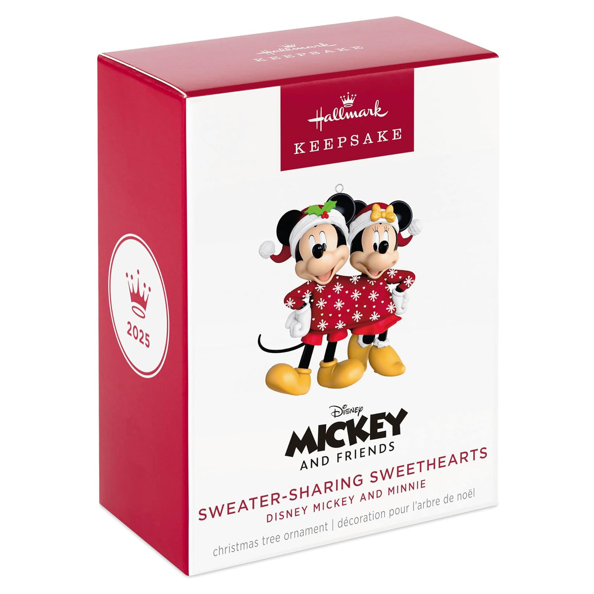 Hallmark - Adorno navideño de Recuerdo 2025, Disney Mickey y Minnie Sweethearts, Regalos para Fans de Disney
