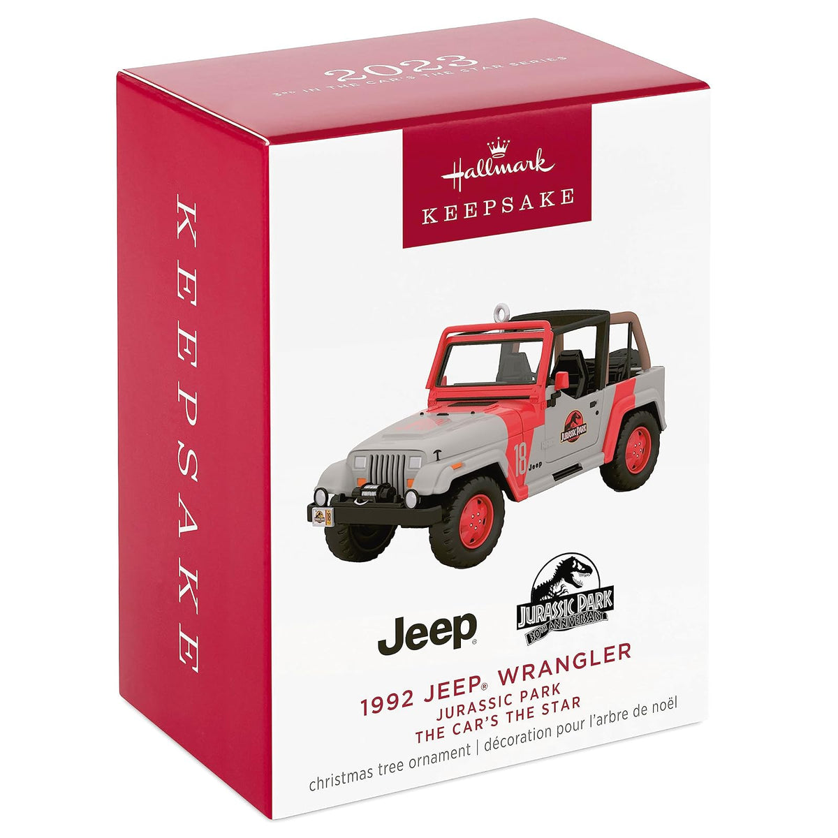 Hallmark - Adorno de Navidad 2023, The Car's The Star Jurassic Park 1992 Jeep Wrangler, Adorno de Metal, Regalos de película