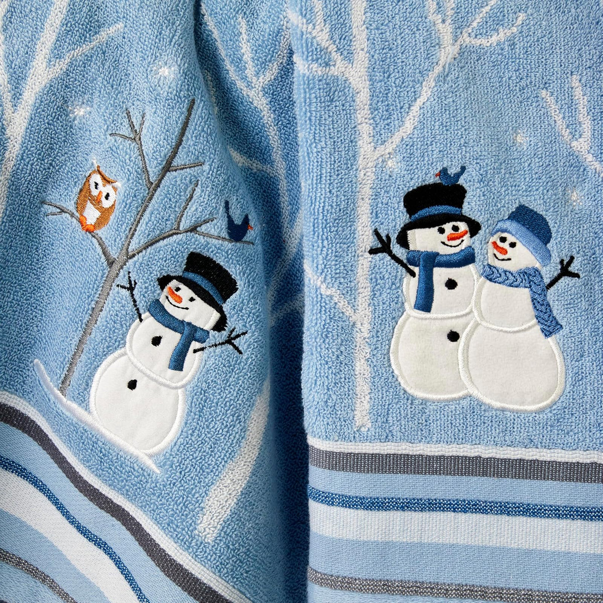 SKL Home - Juego de 2 Toallas de Mano de muñeco de Nieve para Navidad, para baño, Cocina y Regalo, Color Azul