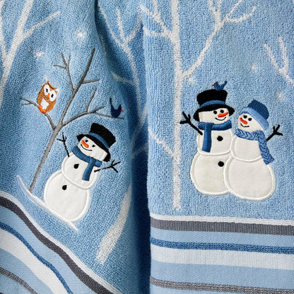 SKL Home - Juego de 2 Toallas de Mano de muñeco de Nieve para Navidad, para baño, Cocina y Regalo, Color Azul