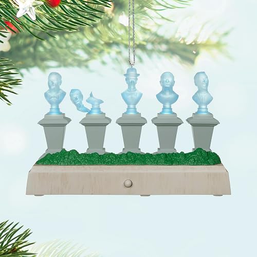 Hallmark - Adornos de Navidad de Disney The Haunted Mansion The Singing Busts con luz y Sonido, Regalos para Fans de Disney