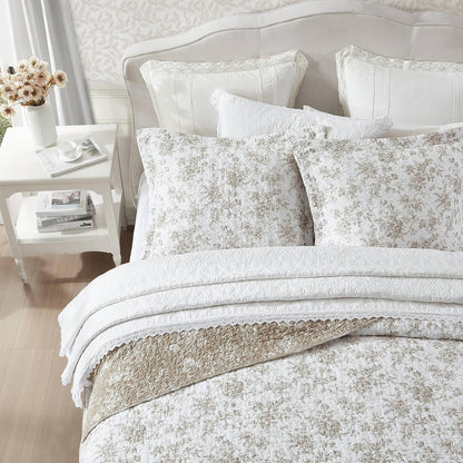 Laura Ashley - Juego de edredón Queen, Ropa de Cama de algodón Ligero con Fundas a Juego, decoración del hogar clásico Inspirada en Flores con Reverso sólido (Loveston Burnt Orange, Queen)