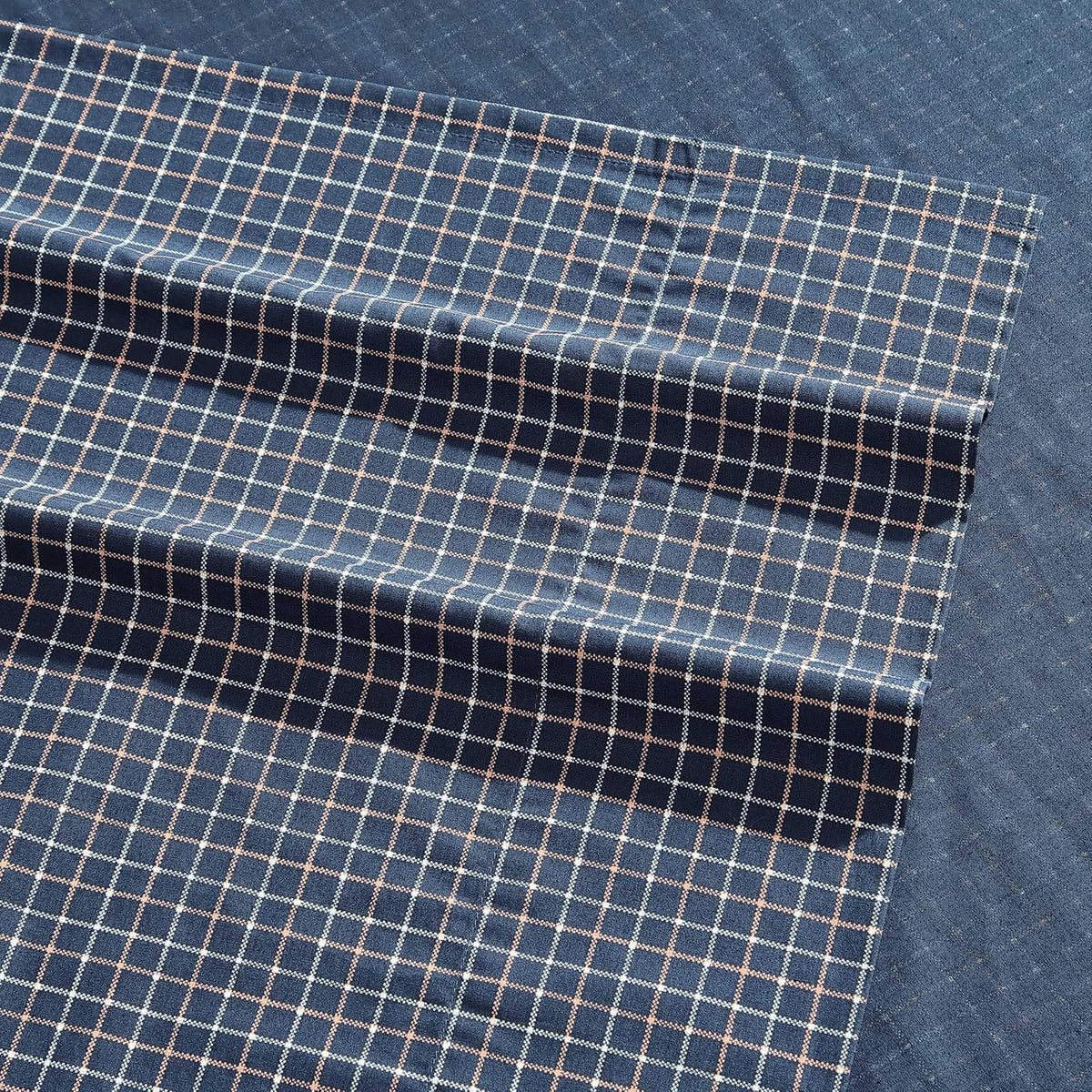 Nautica - Juego de sábanas matrimoniales, algodón de Alta Calidad, decoración del hogar a Cuadros, Certificado Oeko-Tex (Reece Plaid Navy, Full)